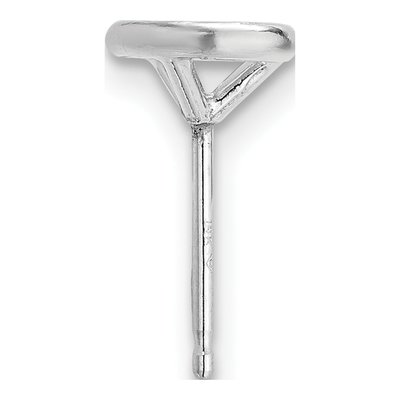 14K White Gold Round Bezel Earring Mounting