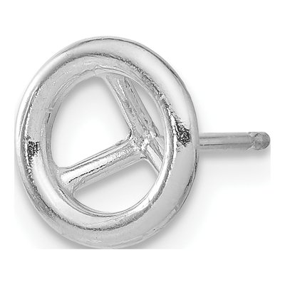 14K White Gold Round Bezel Earring Mounting, Each – view 3