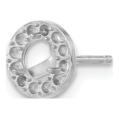 14K White Gold Round Margarita Post Earring Mounting – view 3