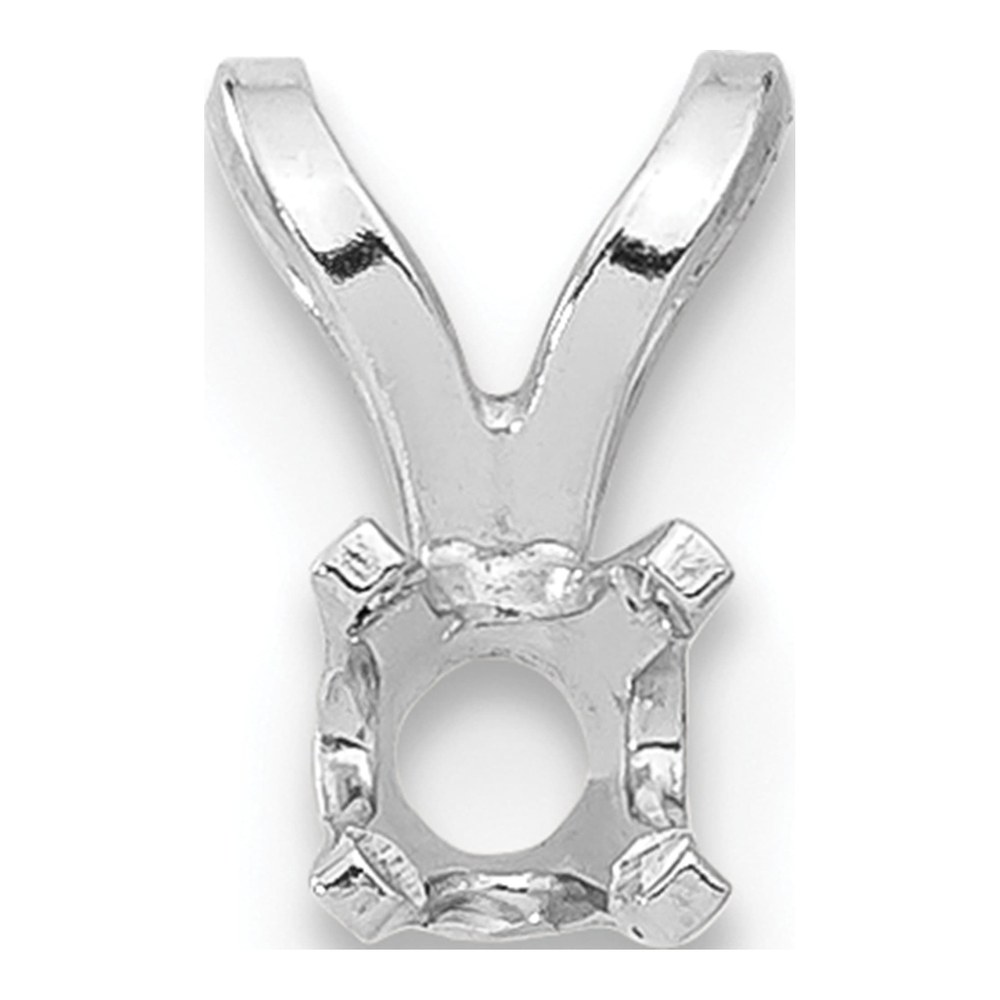 14K White Gold Round Pendant Setting, .10ct 4-Prong