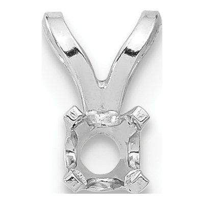 14K White Gold Round Pendant Setting, .10ct 4-Prong