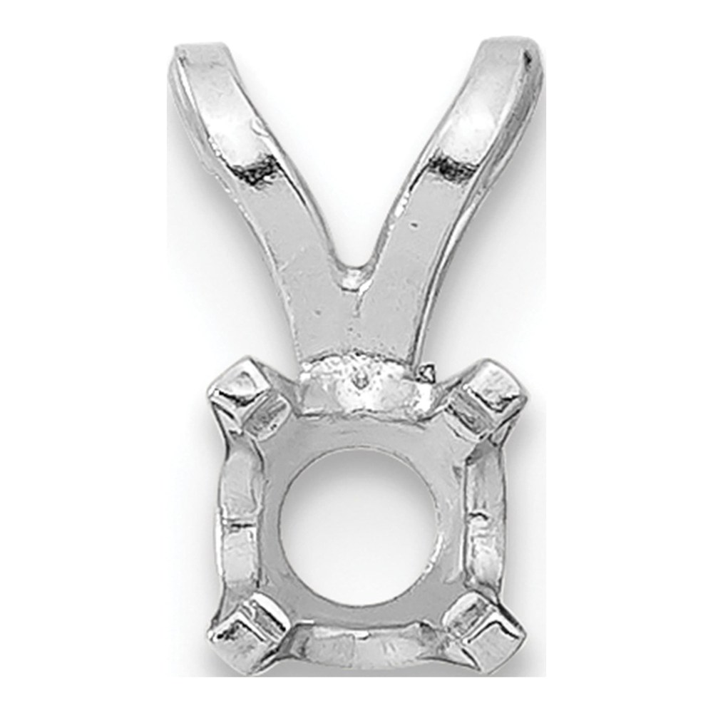 14K White Gold Round 4-Prong Pendant Setting