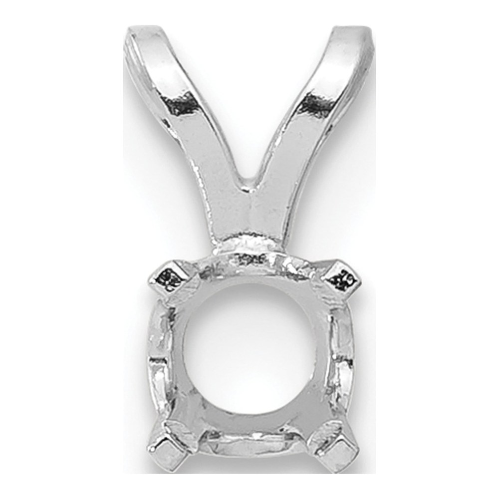 14K White Gold Round 4-Prong Pendant Setting