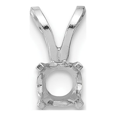 14K White Gold Round 4-Prong Pendant Setting