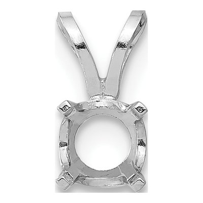 14K White Gold Round 4-Prong Pendant Setting