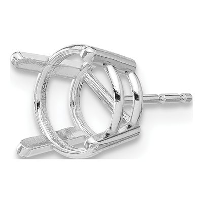 14K White Gold 8mm Round Prong Earring Mounting – view 3