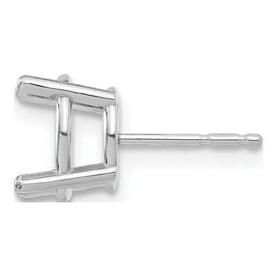 14K White Gold 8mm Round Prong Earring Mounting
