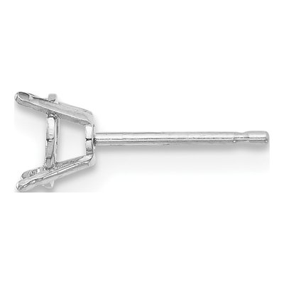 14K White Gold Round 4-Prong Post Earring Mounting