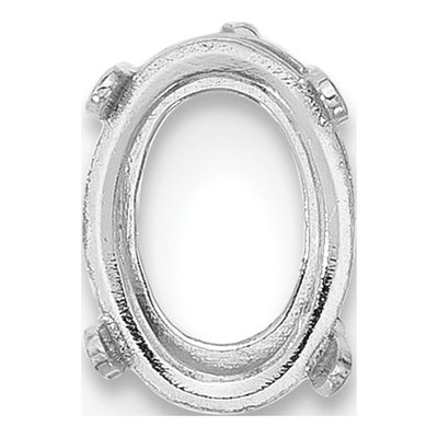 14K White Gold Oval 4-Prong Earring Mounting – view 2