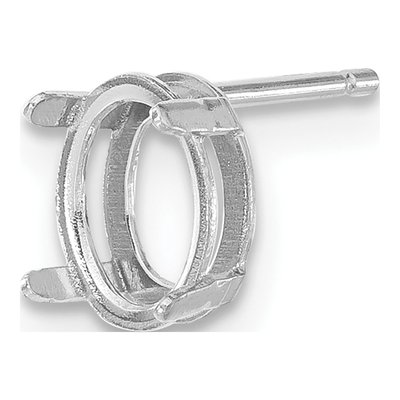 14K White Gold 8x6mm Oval Prong Earring Mounting – view 3