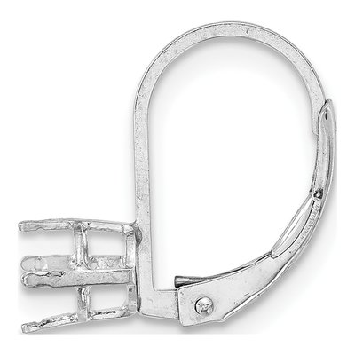 14K White Gold 6mm Round Leverback Earring Setting