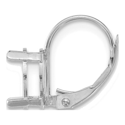 14K White Gold Oval Leverback Earring Mounting