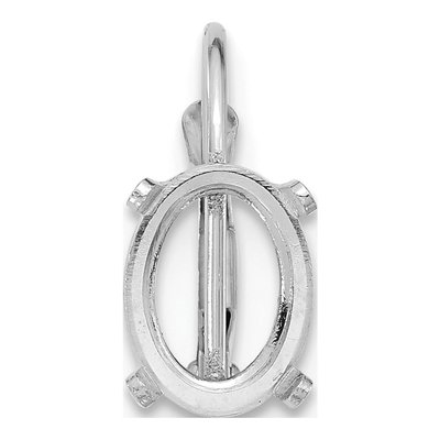 14K White Gold Oval 4-Prong Leverback Mounting – view 2