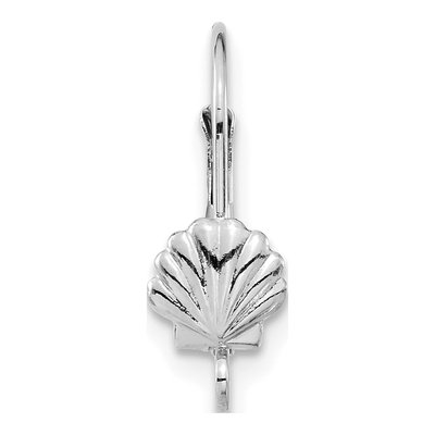 14K White Gold Shell Motif Leverback Earring Finding – view 2