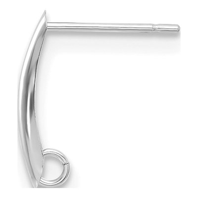 14K White Gold Shield Earring Mounting w/ Post
