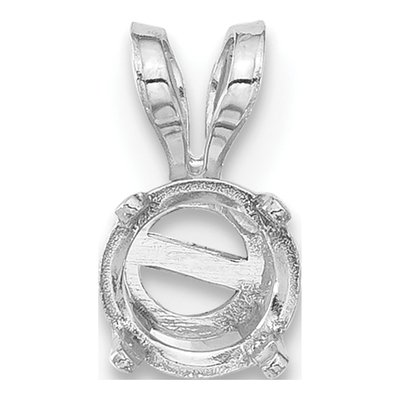 14K White Gold Round 4-Prong 6mm Pendant Mounting