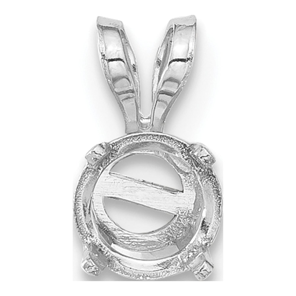 14K White Gold Round 4-Prong 8.0mm Castlitet Pendant Mounting