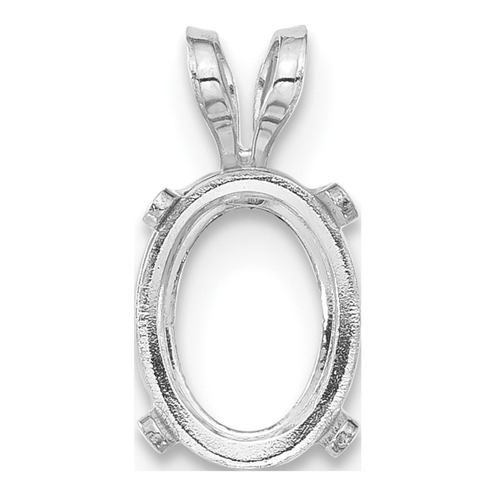 14K White Gold Oval 4-Prong 5x3mm Castlitet Pendant Mounting