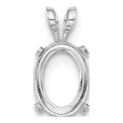 14K White Gold Oval Pendant Mounting, 6x4mm