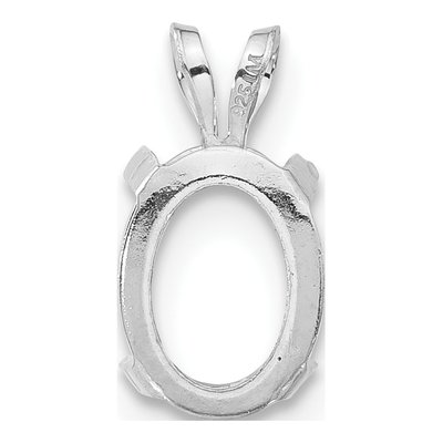14K White Gold Oval 4-Prong Pendant Mounting – view 3