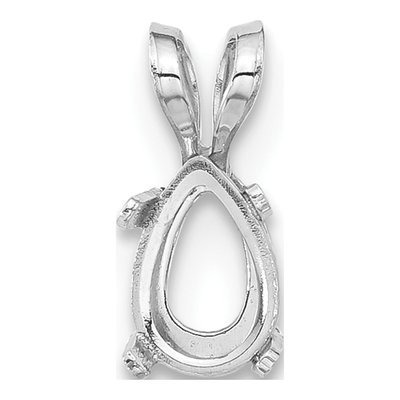 14K White Gold Pear 4-Prong Pendant Setting 7x5mm