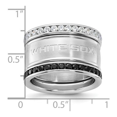 Chicago White Sox Stainless Steel Crystal Ring Set – view 5