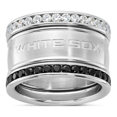 Chicago White Sox Stainless Steel Crystal Ring Set