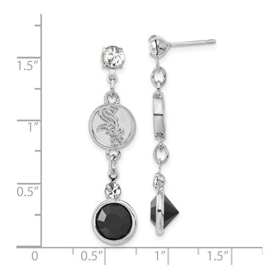 Chicago White Sox Brass Crystal Clear Dangle Earrings – view 3