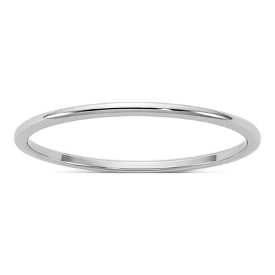 14K White Gold 1mm Half Round Wedding Band