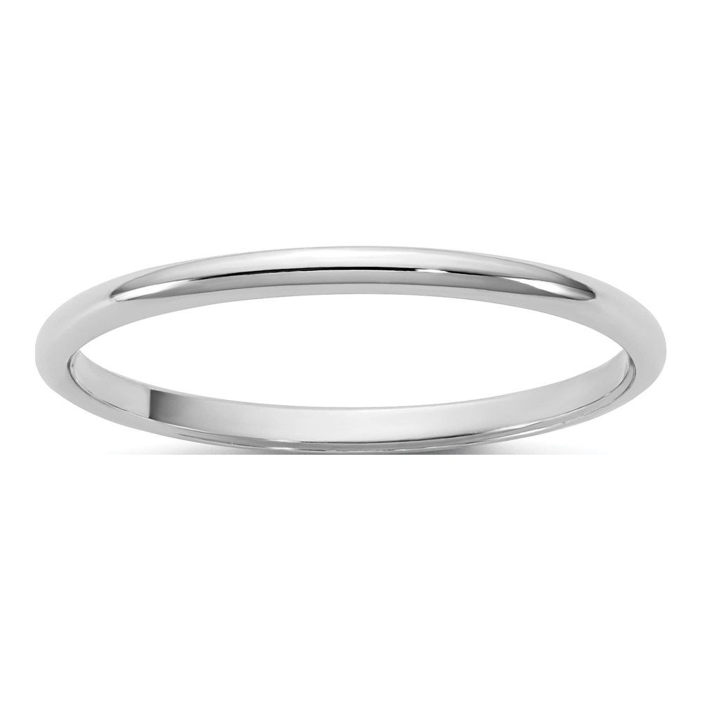 14K White Gold Rhodium-Plated 1.5mm Half Round Band Size 4
