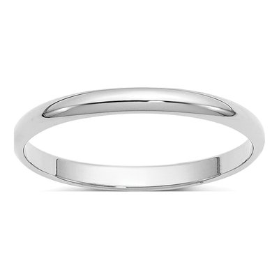 14K White Gold 2mm Half-Round Wedding Band