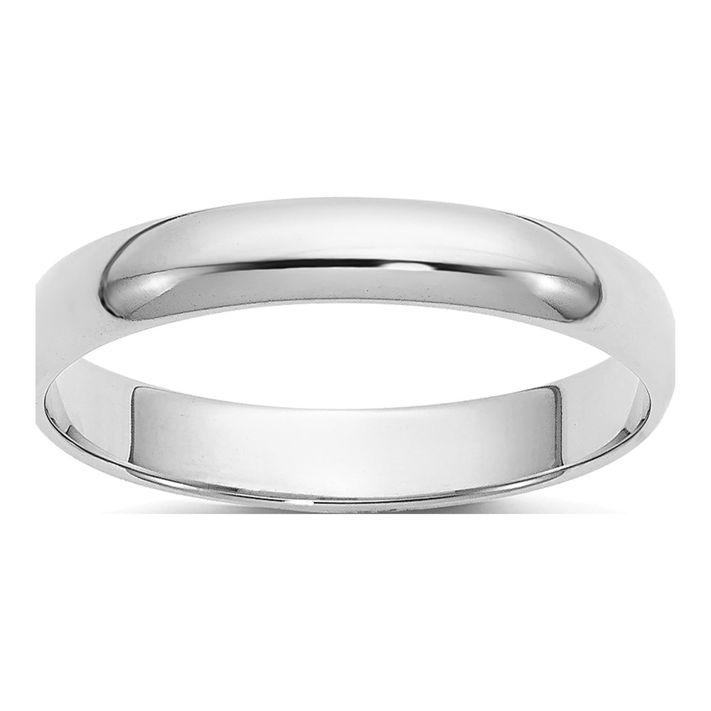 14K White Gold Rhodium-Plated 3mm Half-Round Wedding Band Size 4
