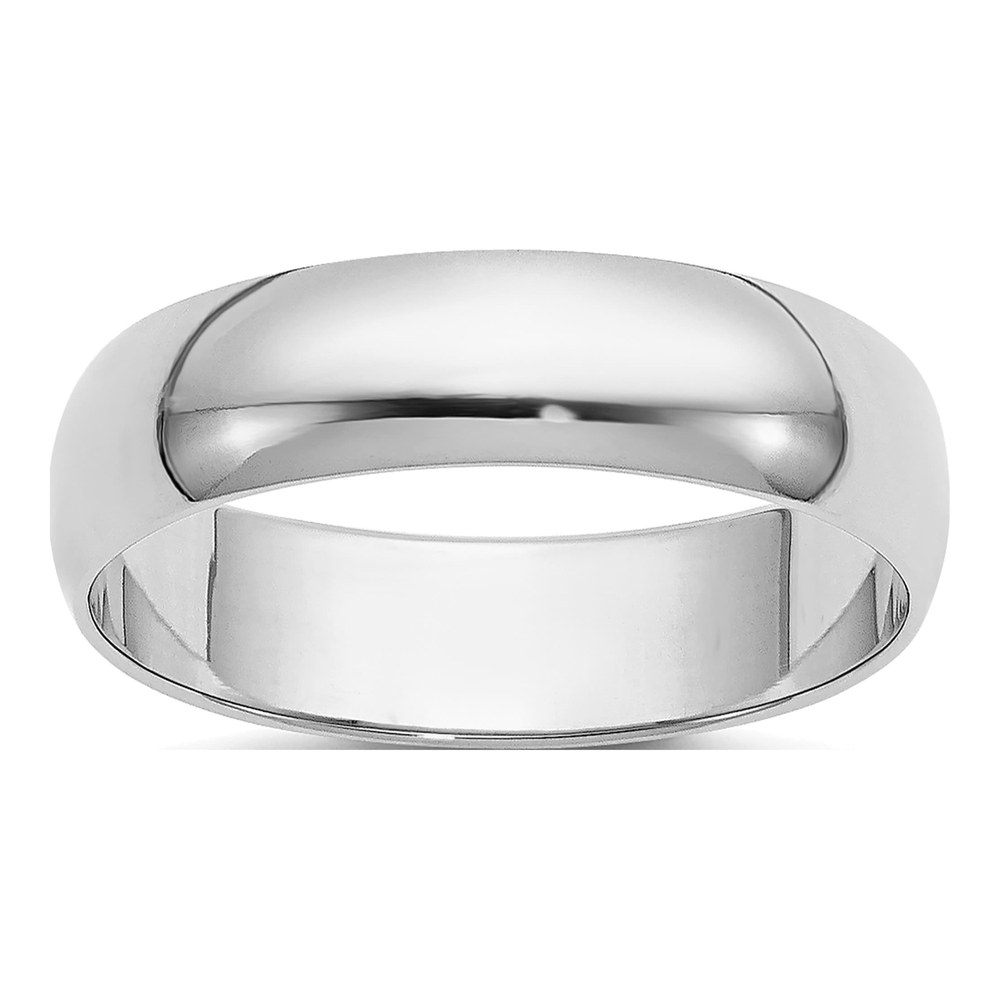 14K White Gold Rhodium-Plated 5mm Half-Round Wedding Band Size 4