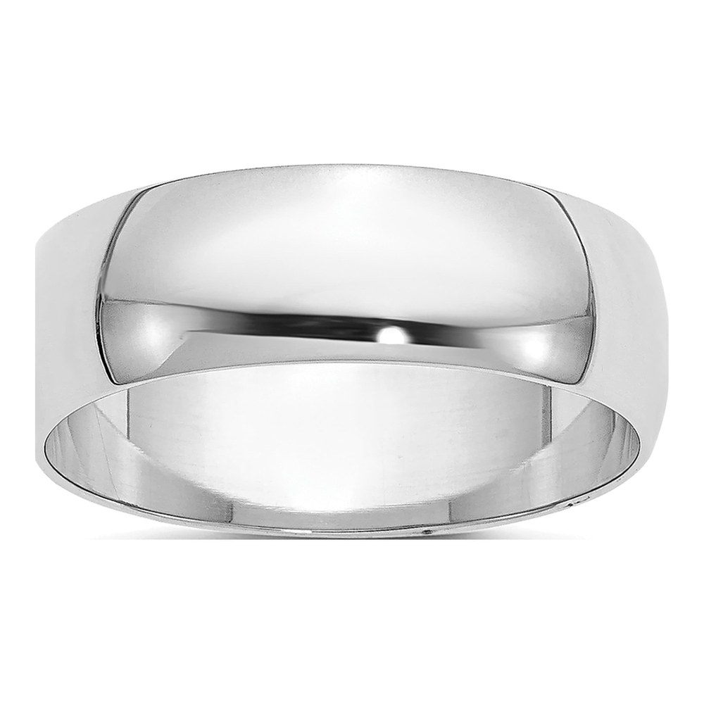 14K White Gold Rhodium-Plated 6mm Half-Round Wedding Band Size 4
