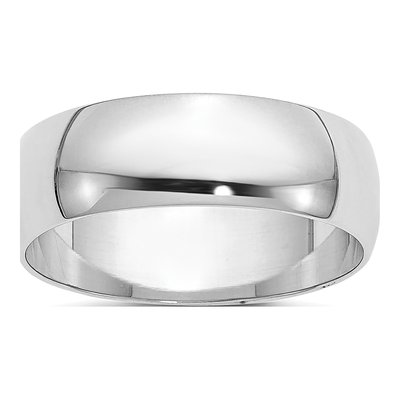 14K White Gold 6mm Half-Round Wedding Band