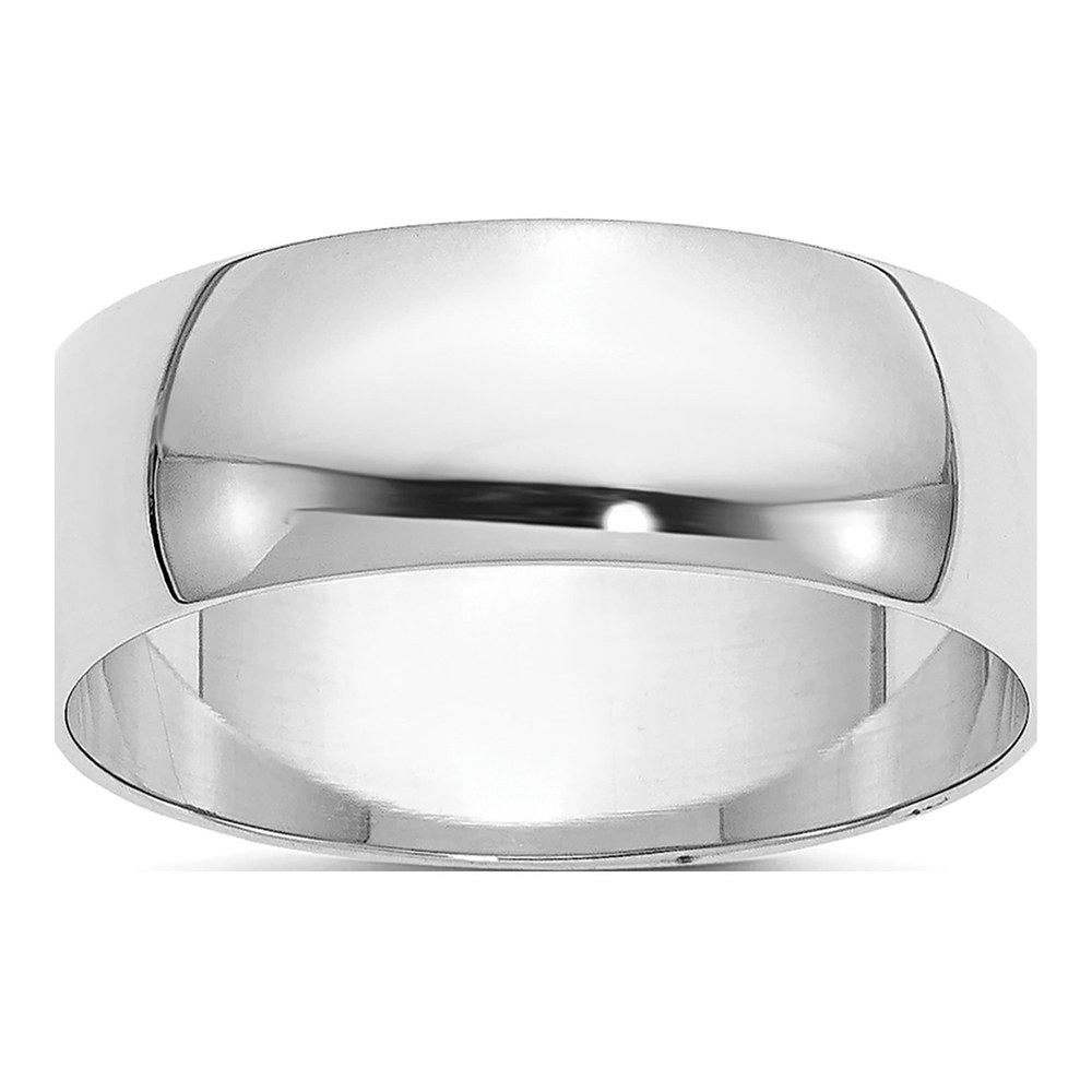 14K White Gold Rhodium-Plated 6.5mm Half Round Band Size 5