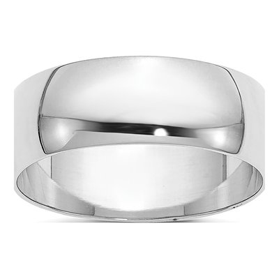 14K White Gold 6.5mm Half Round Wedding Band