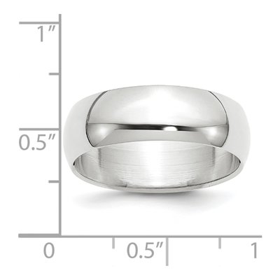 14K White Gold 7mm Half-Round Wedding Band – view 4