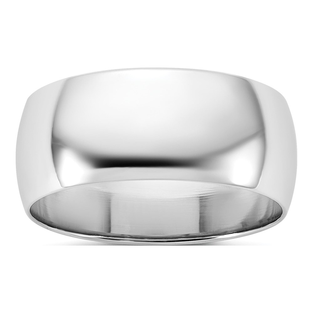 14K White Gold Rhodium-Plated 8mm Half-Round Wedding Band Size 4