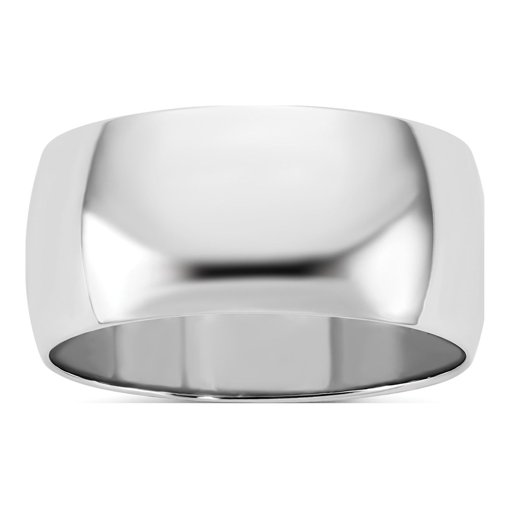 14K White Gold Rhodium-Plated 9mm Half Round Band Size 5
