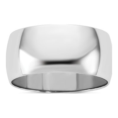 14K White Gold 9mm Half Round Wedding Band
