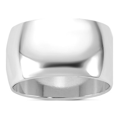 14K White Gold 11mm Half Round Wedding Band