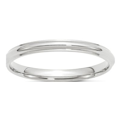 14K White Gold 2.5mm Half Round Wedding Band