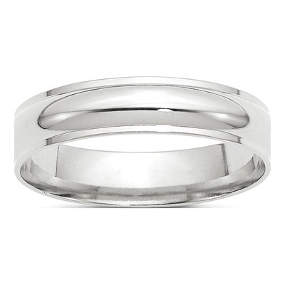 14K White Gold 5mm Half Round Wedding Band