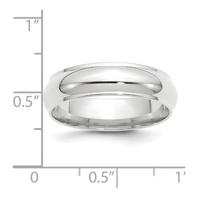 14K White Gold 6mm Half Round Wedding Band – view 3