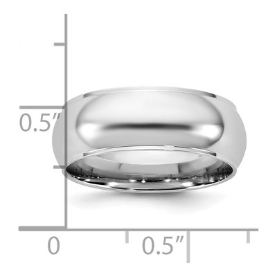 14K White Gold 7mm Half Round Wedding Band – view 4