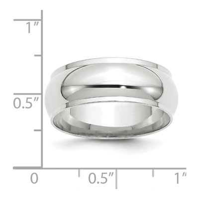 14K White Gold 8mm Half Round Wedding Band – view 3