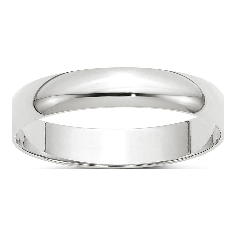 14K White Gold Rhodium-Plated 4mm Lightweight Half Round Wedding Band Size 4
