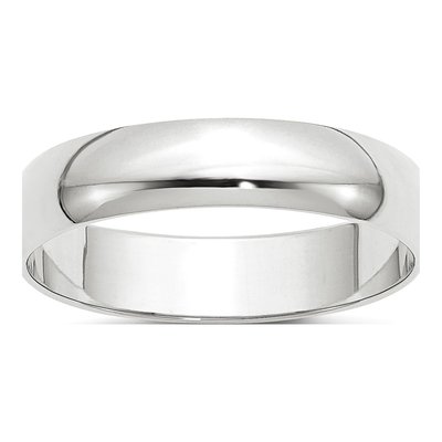 14K White Gold 5mm Half Round Wedding Band