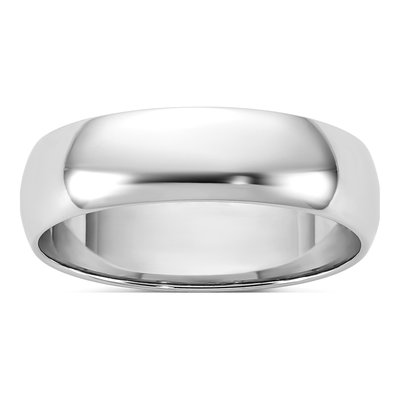 14K White Gold 5.5mm Half Round Wedding Band